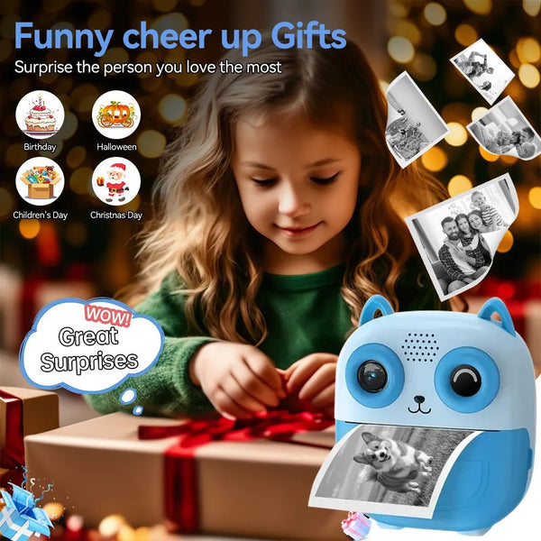 Instant Print Digital Camera Photo Printer Cartoon Design Black and White - stepyours.com