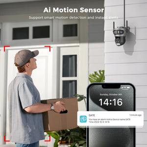 20MP Outdoors WiFi PTZ Security Camera - AI Human Detection and 10X Zoom Hooks