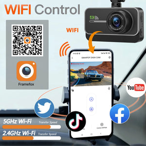 4K Dash Cam for Cars Front and Rear with WiFi GPS 24H Parking Mode - stepyours.com
