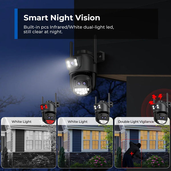 12MP 6K PTZ WiFi Outdoor Camera With 8X Zoom AI Human Detection Night Vision - stepyours.com