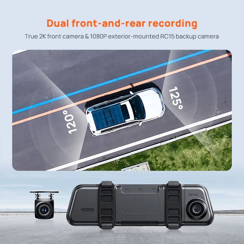 70mai S410 Rearview Dash Cam 2K Front 1080P Mirror - stepyours.com