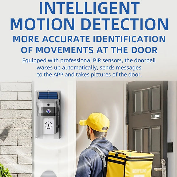 Waterproof Outdoor Wireless Doorbell with Solar Cover Camera WiFi Digital Door Peepholes Smart Home Intercom Video Eye Ring Bell by stepyours.com