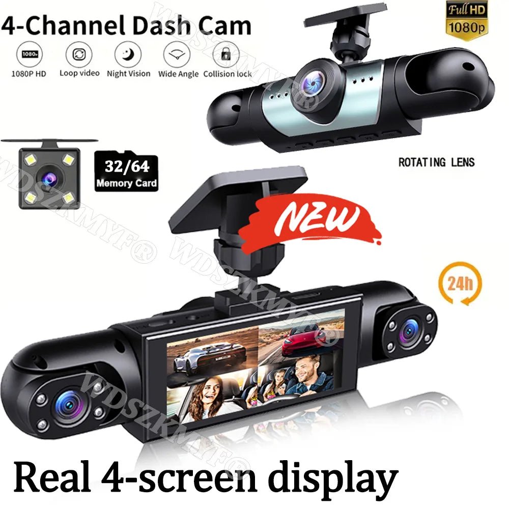 4 Lens Car DVR 360 Degree Dash Cam 1080P Front Left Right Rear View Camera - stepyours.com