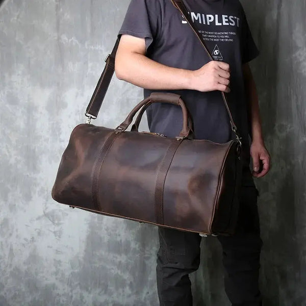 Durable Leather Duffel for Men's Travel — product view 4