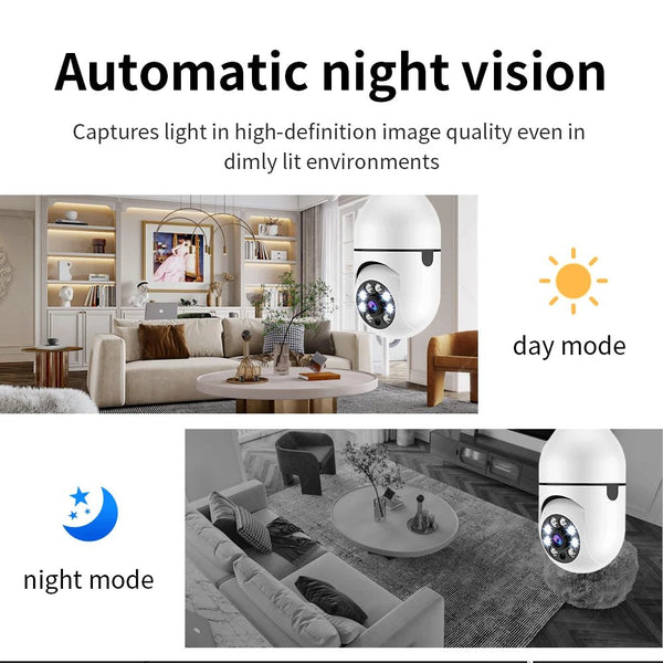 E27 WiFi 1080P Security Camera With Full Color Night Vision And Human Tracking - stepyours.com