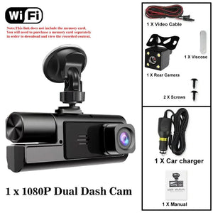 3 Channel WiFi Car DVR 1080P Front Inside Rear 170 Degree Night Vision G Sensor - stepyours.com