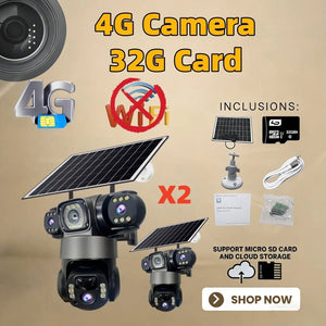 2 Pack Outdoor Security Camera System - 15MP Triple Lens 4G Solar Auto Tracking - stepyours.com