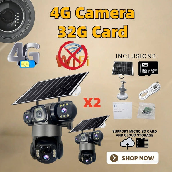 2 Pack Outdoor Security Camera System - 15MP Triple Lens 4G Solar Auto Tracking - stepyours.com