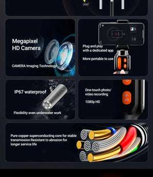 Type C 360 Degree Two Way Rotary Endoscope Camera 1080P HD For Car Inspection - stepyours.com