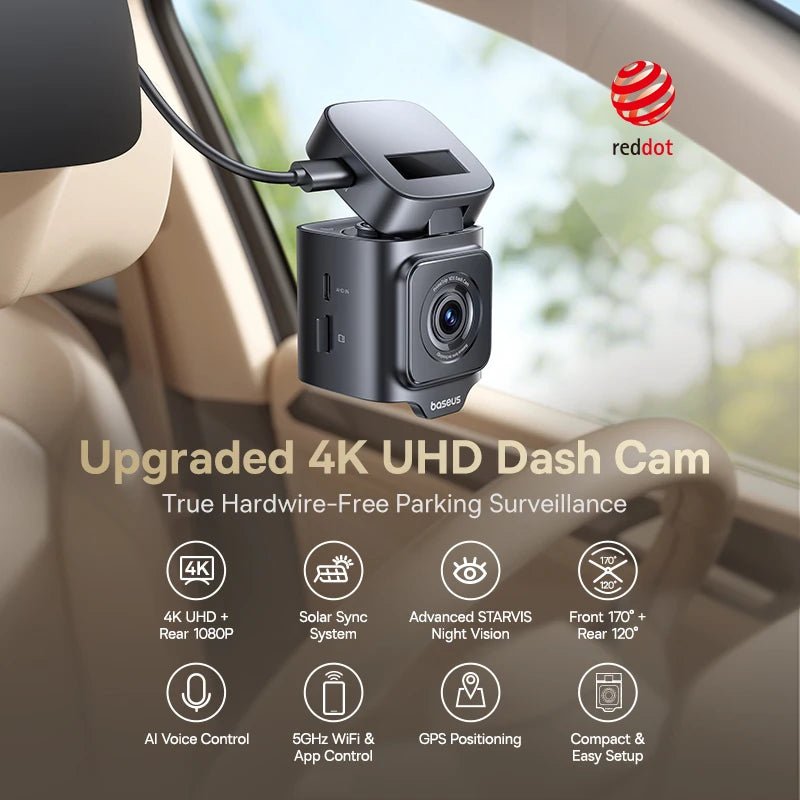 Baseus VD1 Pro 4K Dash Cam With Sony Sensor ADAS GPS WiFi6 STARVIS Night Vision - stepyours.com