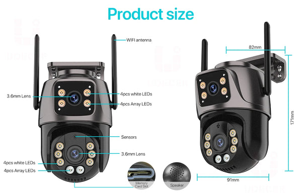 SmartVision 4K 8MP Outdoor WiFi PTZ Camera AI Auto Tracking Dual Lens by stepyours.com