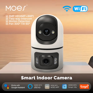 Moes Tuya WiFi 4MP Dual Lens Indoor Cam With Night Vision Motion Two Way Audio - stepyours.com