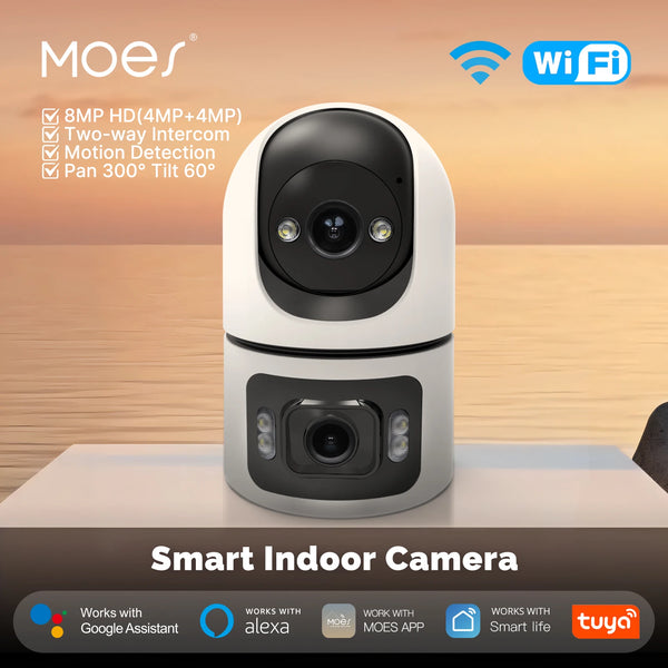 Moes Tuya WiFi Indoor Smart Camera 4MP Dual Lens Night Vision Two Way Audio - stepyours.com
