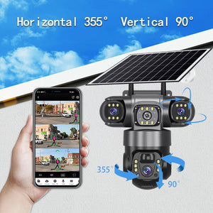 V380PRO 3 Lens WiFi Solar Camera 15MP 360 Outdoor Waterproof CCTV Night Vision - stepyours.com