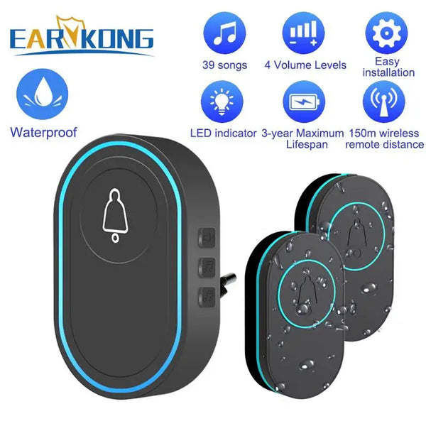 Intelligent Wireless Doorbell Home Welcome Doorbell Waterproof 300m Remote Smart Door Bell Chime EU UK US Plug Optional by stepyours.com
