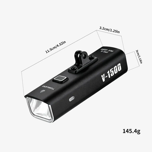 TOSUOD Bicycle Front Light 1500 Lumens 4800mAh Bike Light Splash Resistant Water USB Charging Cycling Lamp Accessories
