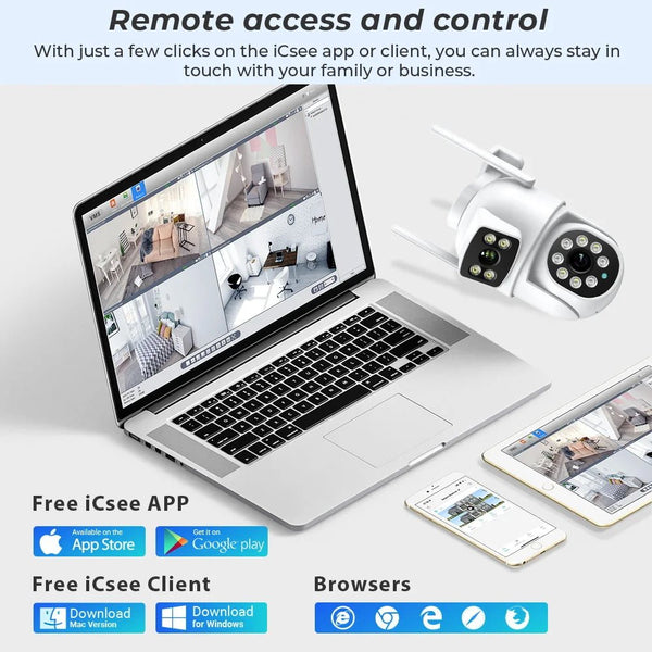 BESDER 4K 8MP WiFi Outdoor PTZ Camera Dual Lenses With Human Detection - stepyours.com
