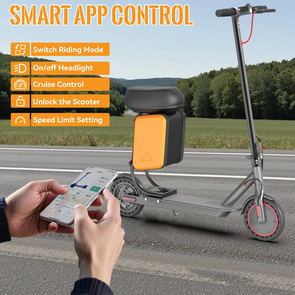 8.5'' Solid Tire Electric Scooter 350W Motor 36V 5.2Ah Battery 19mph Max Speed Up to 16miles Max Range with Removable Seat & Box