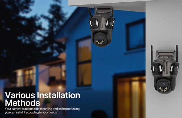 Three Screen WiFi IP Camera Outdoor 4K Tri Lens PTZ - AI Human Detection - stepyours.com