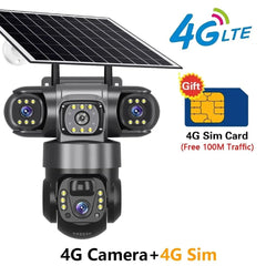 Solar 4G Outdoor Security Camera With 3 Lenses And 10X Zoom Night Vision - stepyours.com