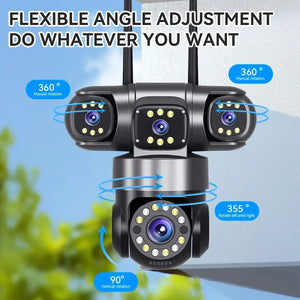 10K 20MP Outdoor WiFi Security Camera 360 Degree PTZ With 4 Lenses And 16X Zoom - stepyours.com