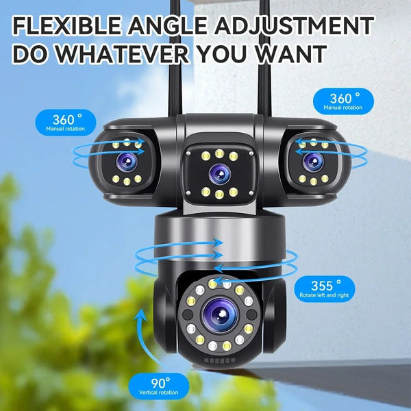 10K 20MP Outdoor WiFi Security Camera 360 Degree PTZ With 4 Lenses And 16X Zoom - stepyours.com