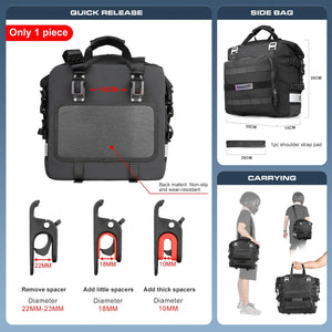 Rhinowalk Motorcycle Side Bag Fully Waterproof Inside 20L Expand 30L Universal Hook Saddle Bag With Removable Motorbike Luggage