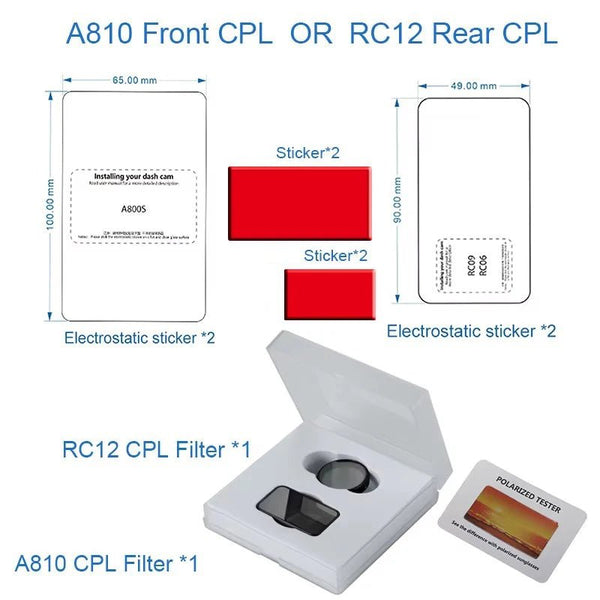 CPL Filter For 70mai A810 RC12 RC24 Rear Cameras Compatible - stepyours.com