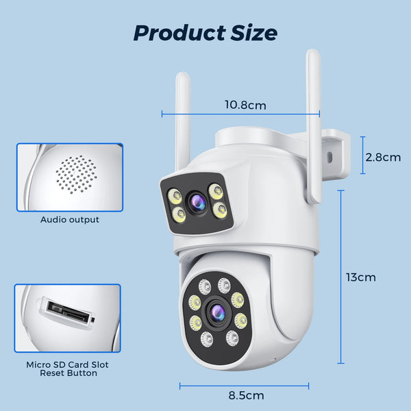 BESDER 10MP Dual - Lens Outdoor WiFi IP Camera - Auto - Tracking and Night Vision - stepyours.com