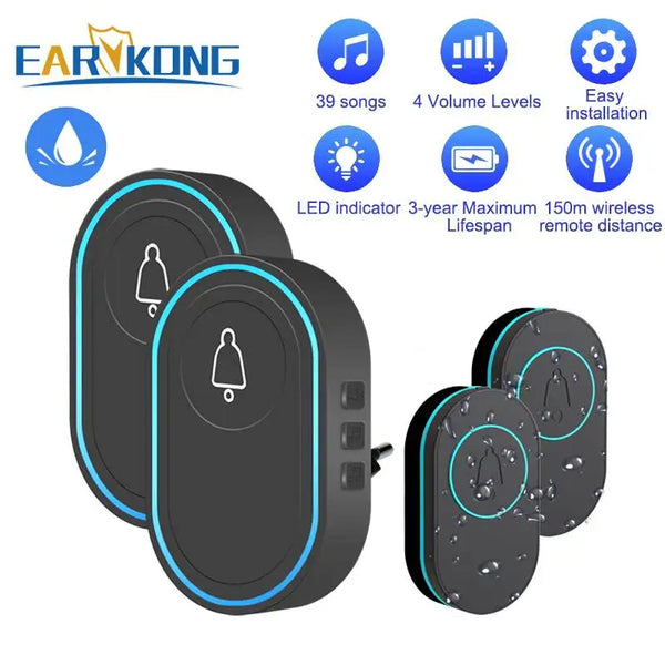 Intelligent Wireless Doorbell Home Welcome Doorbell Waterproof 300m Remote Smart Door Bell Chime EU UK US Plug Optional by stepyours.com