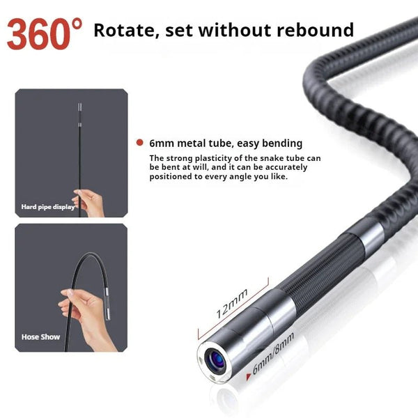 3.9mm HD Two Way Rotary Endoscope Camera 360 1080P 5.0 Inch IPS Screen Hooks - stepyours.com