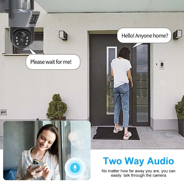 8MP 4K Solar WiFi Outdoor Dual Lens PTZ Camera - Wireless AI Alerts - stepyours.com