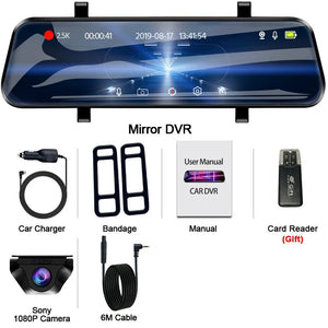 EACE 2.5K Mirror Dash Cam For Car Touch Screen With GPS WiFi 1440P Parking DVR - stepyours.com