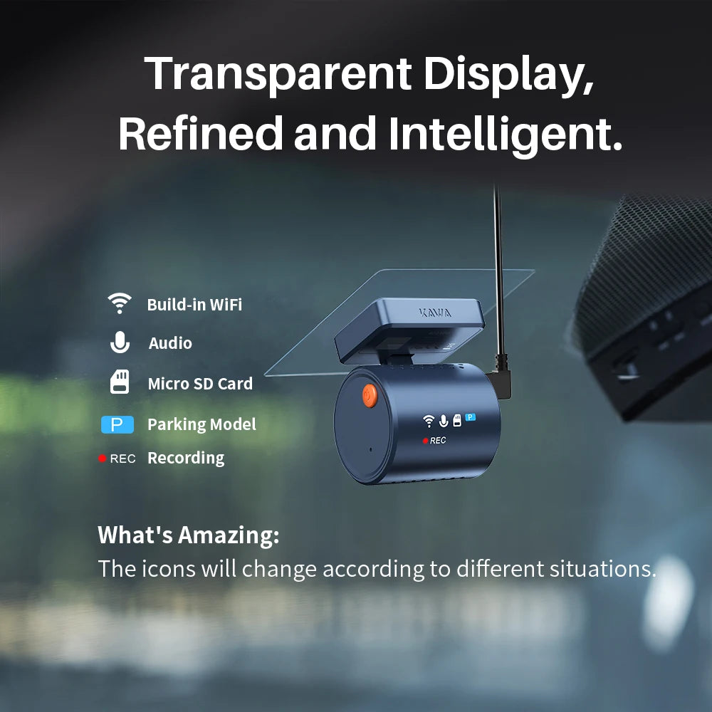 2K Kawa Mini 3 Pro Car Dash Cam With WiFi App Parking Mode And Voice Control