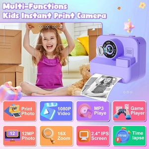 Educational Thermal Instant Print Camera 32GB Card 1080P For Kids Learning - stepyours.com