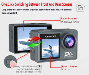 Adventure Ready Action Camera 5K 4K60FPS Dual IPS Touch LCD Waterproof 30M - stepyours.com