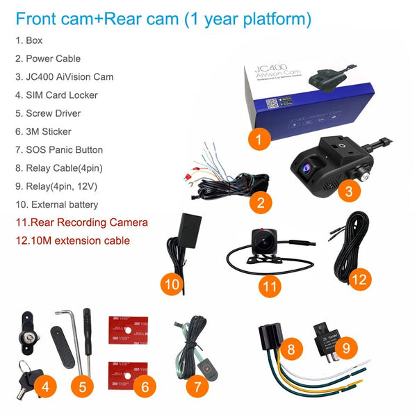 JIMIMAX 4G Dash Cam Front and Rear JC400A WIFI Hotspot GPS Live Stream App - stepyours.com