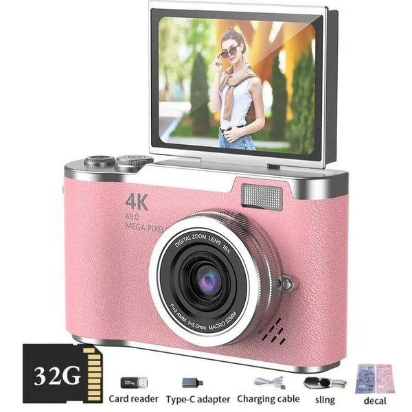 Amorus 1080P Selfie Camera With 180 Degree Flip Screen Beauty Filters 48MP - stepyours.com