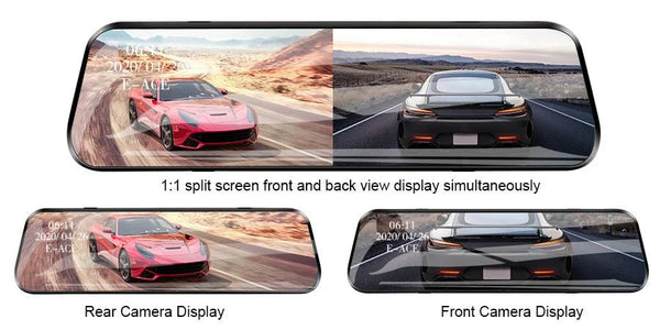10 Inch 1080P Night Vision Car Dash Cam With Touch Screen And Rear View Mirror - stepyours.com