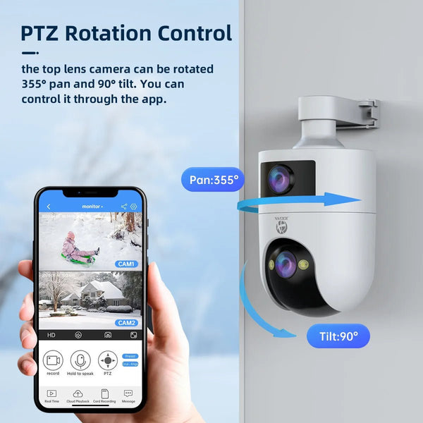 4K PTZ Outdoor IP Camera Dual Lens Auto Tracking Color Night Vision 5G WiFi - stepyours.com