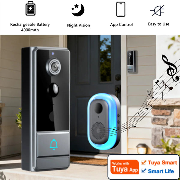 Wireless Smart Video Doorbell, 960P HD Video Doorbell Camera, Home Security WiFi Doorbell Camera, PIR Motion Doorbell,3600mAh by stepyours.com