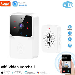 Tuya WiFi Video Doorbell Smart Home Door Bell Wireless Rechargeable Battery Outdoor HD Camera Two-Way Audio Visual Doorbell by stepyours.com
