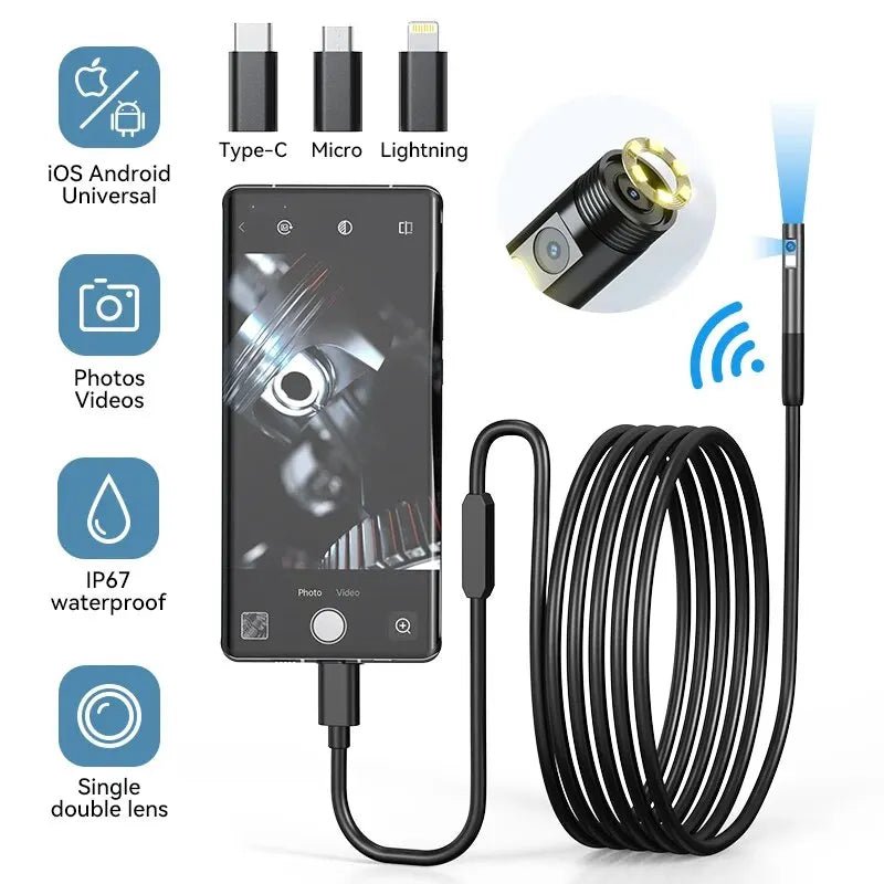 INSKAM WiFi Endoscope Camera Dual Lens Borescope Waterproof For Car Plumbing - stepyours.com