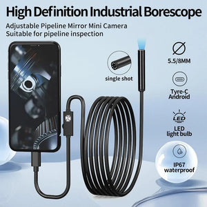 OllyMurs Type - C Android Endoscope IP67 Camera - 5.5 To 8mm 6 LED Borescope - stepyours.com