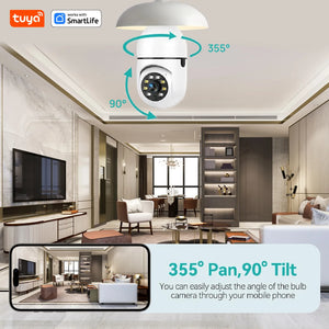 Tuya 1080P 2.4G E27 WiFi Bulb Surveillance Camera Night Vision Two Way Audio - stepyours.com