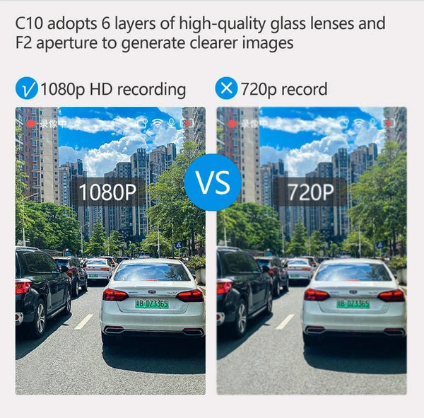 10 Inch Car Touch Screen Rear View Mirror Dash Cam Front And Rear Cameras - stepyours.com