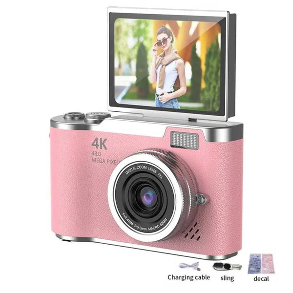 Amorus 1080P Selfie Camera With 180 Degree Flip Screen Beauty Filters 48MP - stepyours.com
