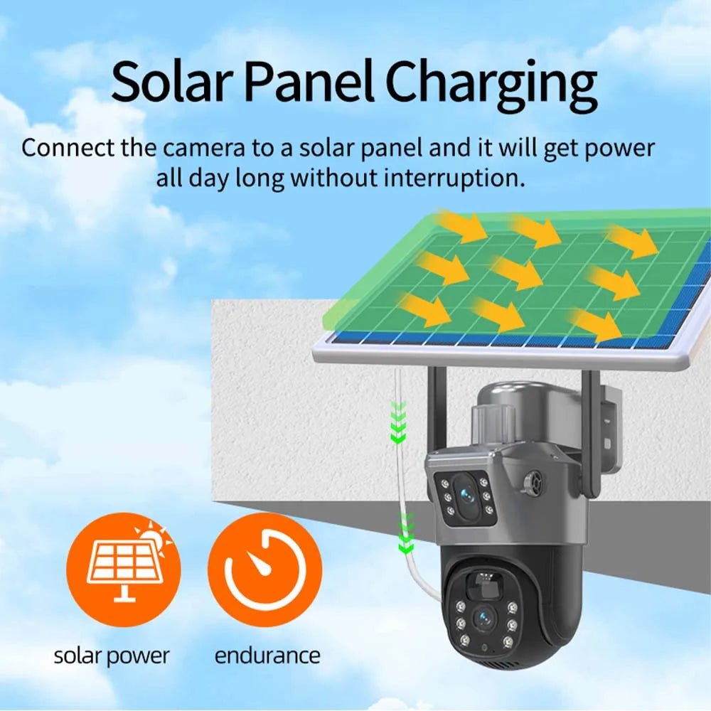 8MP 4K Solar WiFi Outdoor Dual Lens PTZ Camera - Wireless AI Alerts - stepyours.com