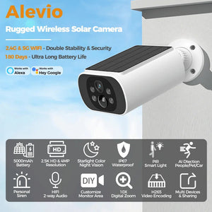 Alevio 2.5K Outdoor Solar Camera Wireless AI Security With Night Vision Hooks - stepyours.com