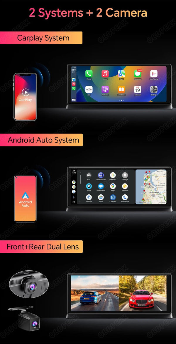 K2 Pro Dash Cam 11.3 Inch 4K 2160P GPS Wireless CarPlay Dual Lens - stepyours.com
